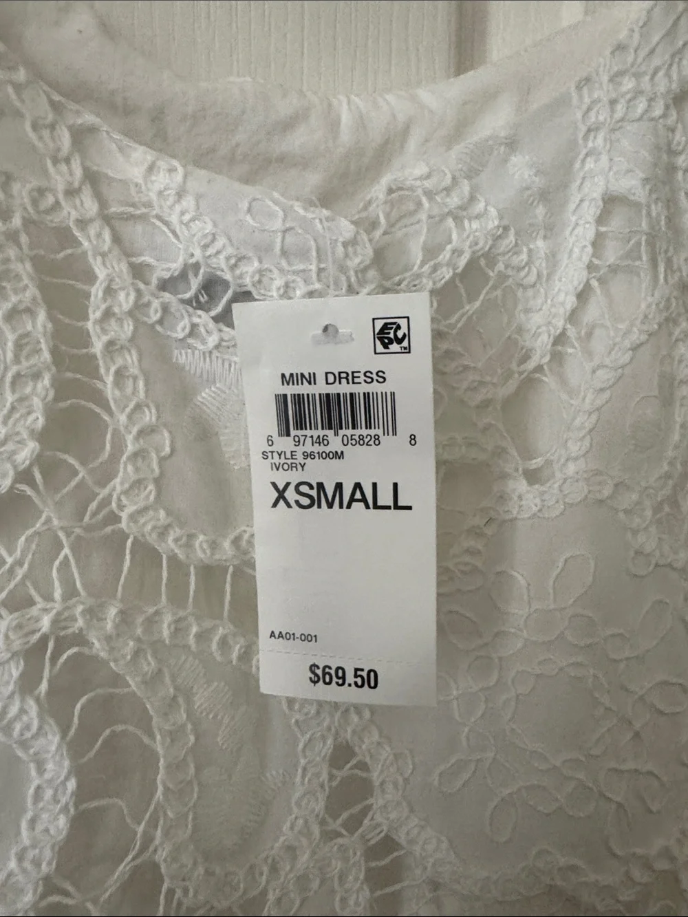 White Lace Mini Slip Dress with Scalloped Hem - Picture 2 of 6